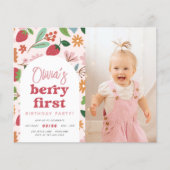 Strawberry Berry First Budget Foto Geburtstagspart (Vorderseite)