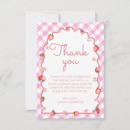 Strawberry Berry First Danke Card (Vorderseite)