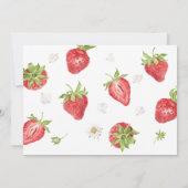 Strawberry Berry First Girl 1. Geburtstag Foto Einladung (Rückseite)