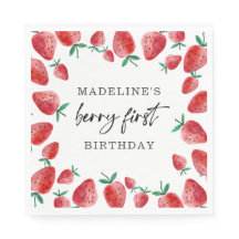 Strawberry Berry First Girl 1. Geburtstag Napkins