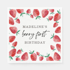 Strawberry Berry First Girl 1. Geburtstag Napkins Serviette