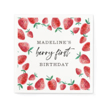Strawberry Berry First Girl 1. Geburtstag Napkins