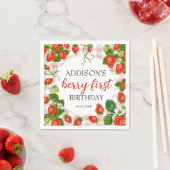 Strawberry Berry First Girl 1. Geburtstag Serviette (Beispiel)