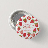 Strawberry Berry First Girls Personalisiert Geburt Button (Vorne & Hinten)