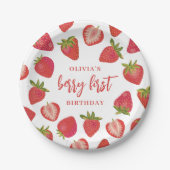 Strawberry Berry First Girls Personalisiert Geburt Pappteller (Vorderseite)