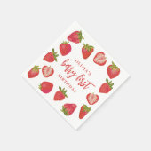 Strawberry Berry First Girls Personalisiert Geburt Serviette (Ecke)