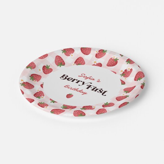 Strawberry Berry First Party Pappteller (Schrägansicht)