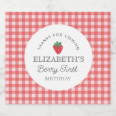 Strawberry Berry First Picnic Geburtstag Alkoholflaschenetikett (Einzelnes Label)