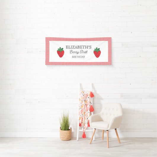 Strawberry Berry First Picnic Geburtstag Banner (Insitu)