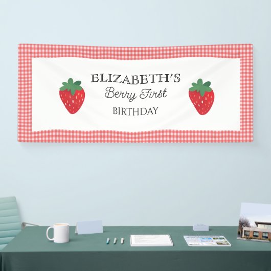 Strawberry Berry First Picnic Geburtstag Banner (Messe)