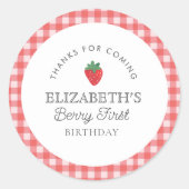 Strawberry Berry First Picnic Geburtstag Runder Aufkleber (Vorderseite)