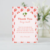 Strawberry Berry First Pink Birthday Dankeskarte (Stehend Vorderseite)