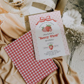 Strawberry Berry First Red Bow 1st Birthday Einladung