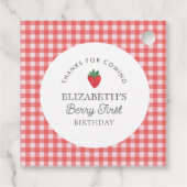 Strawberry Berry First Red kariert Danke Geschenkanhänger (Rückseite)