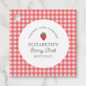 Strawberry Berry First Red kariert Danke Geschenkanhänger (Vorderseite)