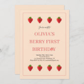 Strawberry Berry Fruit Geburtstagsparty Einladung (Vorne/Hinten)
