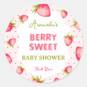 Strawberry Berry Fuchsia Babydusche Vielen Dank Runder Aufkleber (Vorderseite)