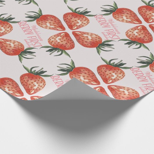 Strawberry Berry Geburtsname Geschenkpapier (Ecke)
