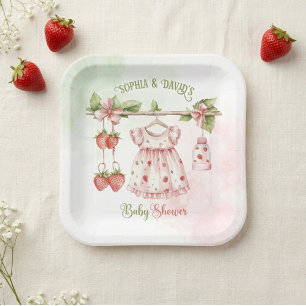 Strawberry Berry Girl Baby Shower Pappteller
