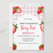 Strawberry Berry Girl Erster Geburtstag| Berry Swe Einladung (Vorderseite)