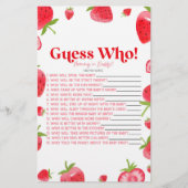 Strawberry Berry Guess Who! Baby Shower Game Briefpapier (Vorderseite)