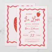 Strawberry Berry In Love  Bridal Shower Einladung (Vorne/Hinten)