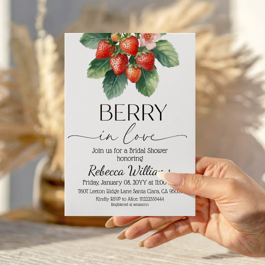 Strawberry Berry In Love Summer Bridal Shower Einladung