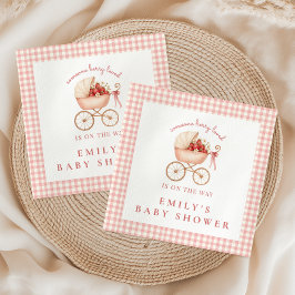 Strawberry Berry Loved Girls Baby Shower Serviette