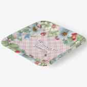 Strawberry Berry Pink Gingham Baby to Bee Dusche Pappteller (Gewinkelt)