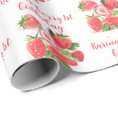 Strawberry Berry Sweet 1. Geburtstag Party Niedlic Geschenkpapier (Rolleneckpunkt)