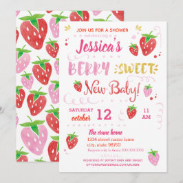 Strawberry BERRY SWEET Baby Dusche Aquarell Einladung