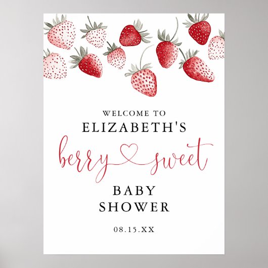 Strawberry Berry Sweet Baby Dusche Begrüßungszeich Poster (Vorne)