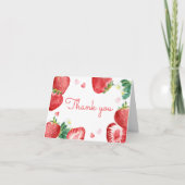 Strawberry Berry Sweet Baby Dusche Dankeskarte (Vorderseite)