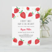 Strawberry Berry Sweet Baby Dusche Einladung (Stehend Vorderseite)