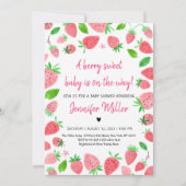 Strawberry Berry Sweet Baby Dusche Einladung (Vorderseite)
