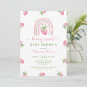 Strawberry Berry Sweet Baby Dusche Einladung (Stehend Vorderseite)