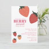 Strawberry Berry Sweet Baby Dusche Einladung (Stehend Vorderseite)