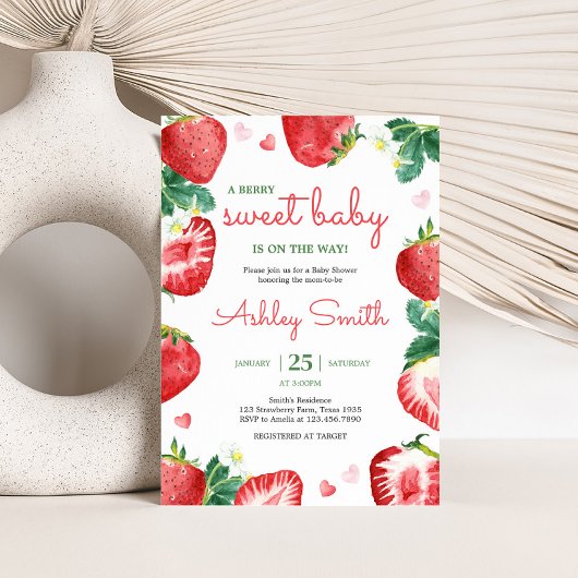 Strawberry Berry Sweet Baby Dusche Einladung