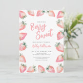 Strawberry Berry Sweet Baby Dusche Einladung (Stehend Vorderseite)