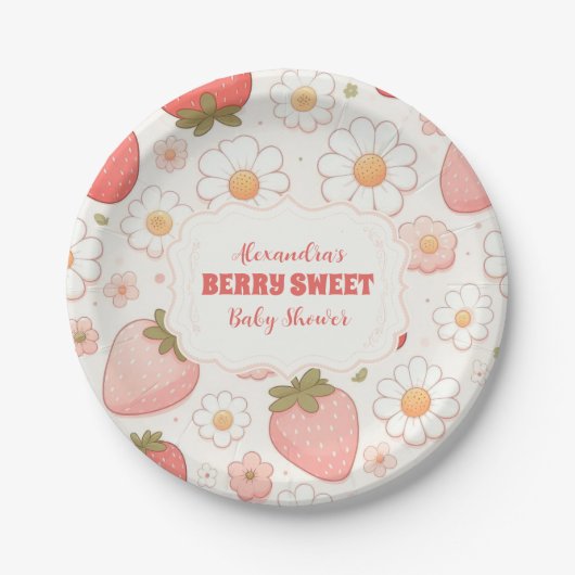 Strawberry Berry Sweet Baby Dusche Pappteller (Vorderseite)