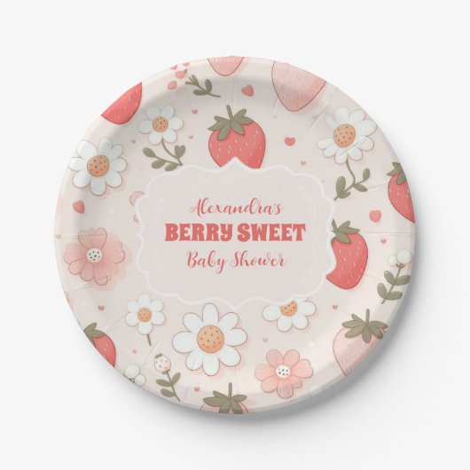 Strawberry Berry Sweet Baby Dusche Pappteller (Vorderseite)