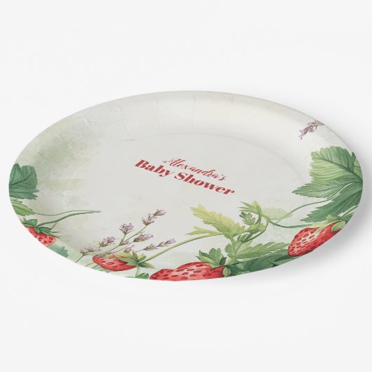 Strawberry Berry Sweet Baby Dusche Pappteller (Schrägansicht)