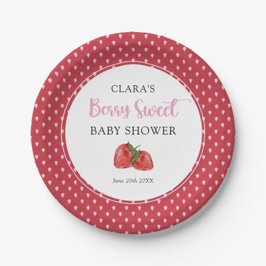 Strawberry Berry Sweet Baby Dusche Pappteller (Vorderseite)