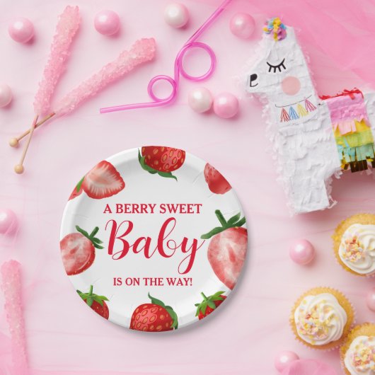Strawberry Berry Sweet Baby Dusche unterwegs Pappteller (Party)