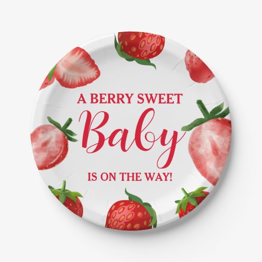 Strawberry Berry Sweet Baby Dusche unterwegs Pappteller (Vorderseite)
