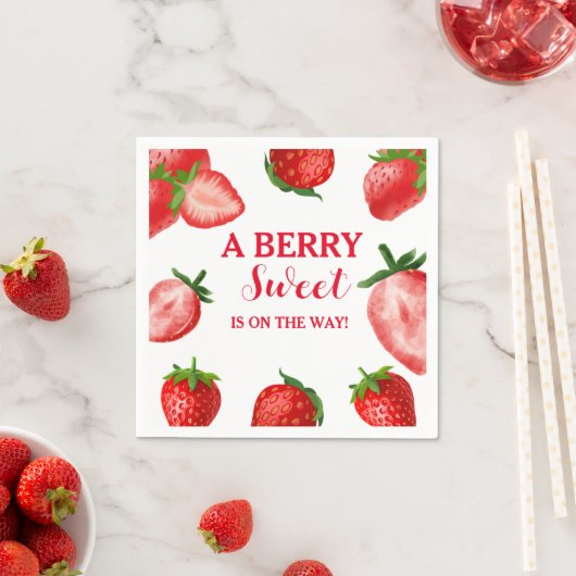 Strawberry Berry Sweet Baby Dusche unterwegs Serviette (Beispiel)