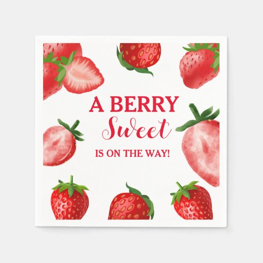 Strawberry Berry Sweet Baby Dusche unterwegs Serviette (Vorderseite)