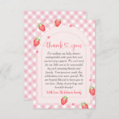 Strawberry Berry Sweet Baby Girl Baby Dusche Dankeskarte (Vorne/Hinten)