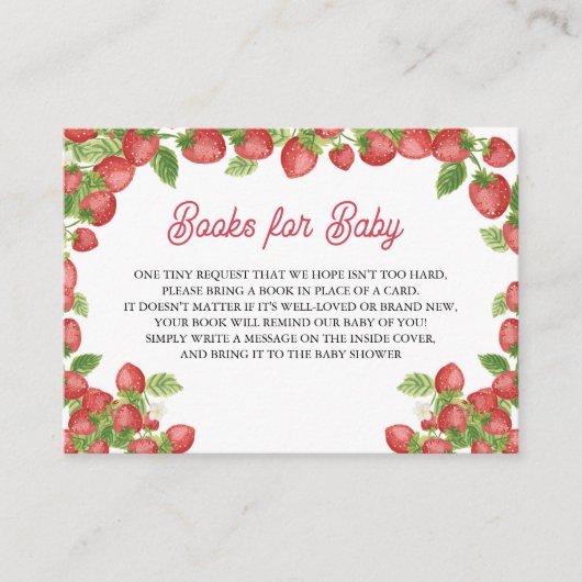 Strawberry Berry Sweet Baby Showbücher für Baby Begleitkarte (Vorderseite)
