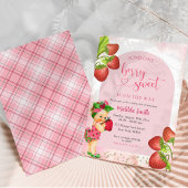 Strawberry Berry Sweet Baby Shower Blonde Girl Einladung